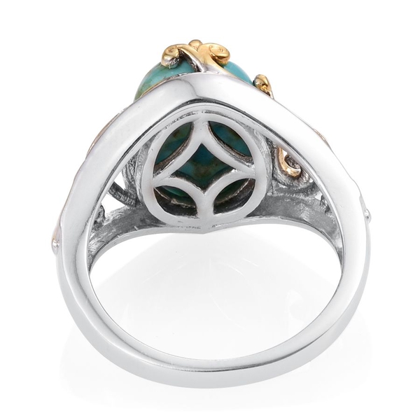 Arizona Matrix Turquoise (Ovl) Solitaire Ring in Platinum and Yellow Gold Overlay Sterling Silver 4.250 Ct.