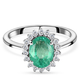 RHAPSODY 950 Platinum AAAA (Ovl9x7) Ethiopian Emerald and Diamond (VS/E-F) Halo Ring 1.86 Ct.