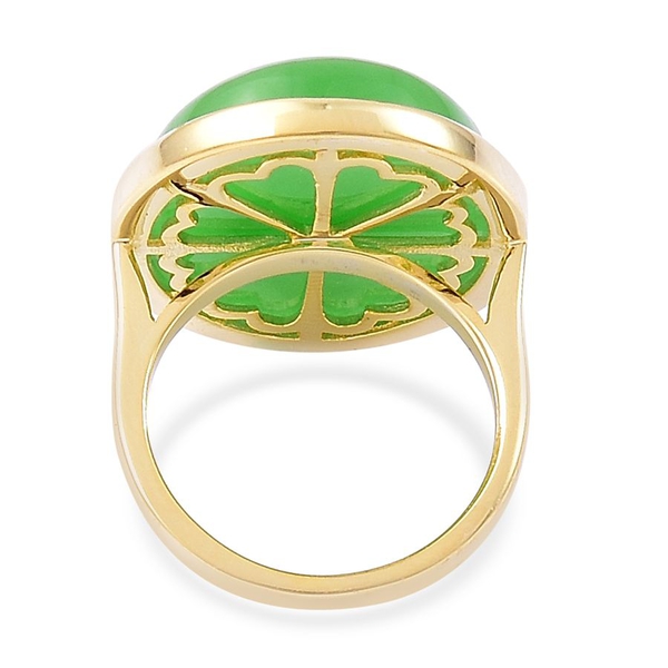 Chinese Green Jade (Ovl) Ring in Yellow Gold Overlay Sterling Silver 28.500 Ct.