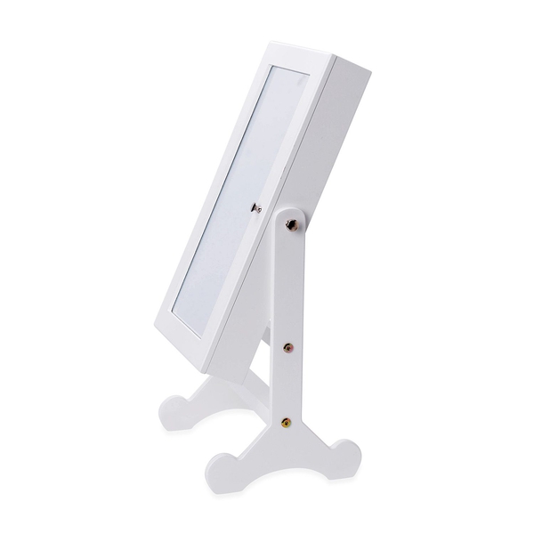 White Colour MDF Standing Jewellery Cabinet with Mirror (Size 52X22.5X6 Cm)