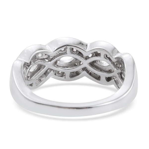Lustro Stella - Platinum Overlay Sterling Silver (Rnd) Infinity Ring Made with Finest CZ