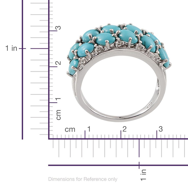 Arizona Sleeping Beauty Turquoise (Ovl), White Topaz Ring in Platinum Overlay Sterling Silver 3.750 Ct.
