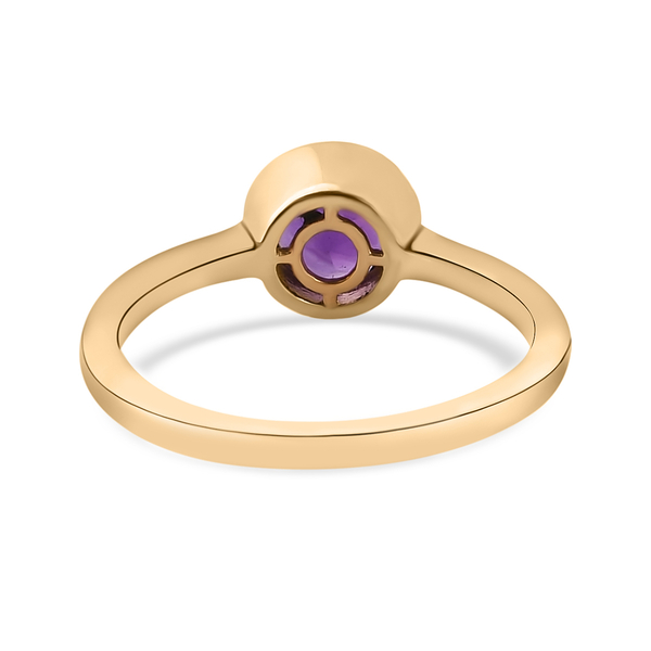 Amethyst Solitaire Ring in 14K Gold Overlay Sterling Silver