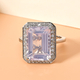 Natural Lavender Moon Quartz and Natural Cambodian Zircon Ring in Platinum Overlay Sterling Silver 7.86 Ct.