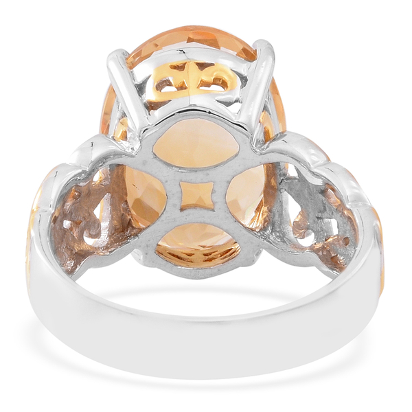 Rare Uruguay Citrine (Ovl) Ring in Yellow Gold and Rhodium Plated Sterling Silver 8.000 Ct.
