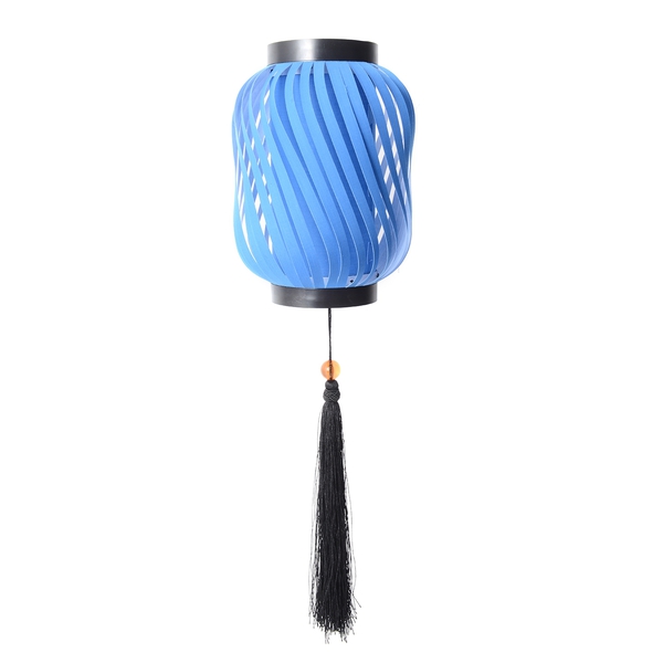 Blue with Black Fringer DIY Lampshade Size 12.3x28 Cm