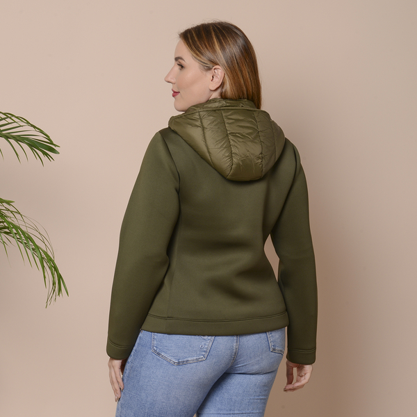Solid Olive Green Insulated Women Jacket