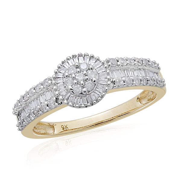 0.50 Carat Diamond Floral Ring in 9K Gold 2.68 Grams SGL Certified I3 GH