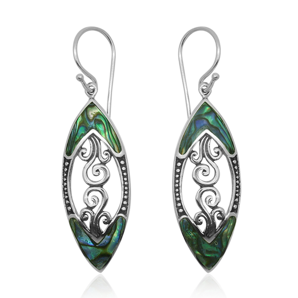 (Option 3) Royal Bali Collection Abalone Shell Hook Earrings in Sterling Silver 8.000 Ct.