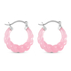 Designer Inspired - Carved Pink Jade Twisted Earrings (with Clasp) in Sterling Silver - Pink