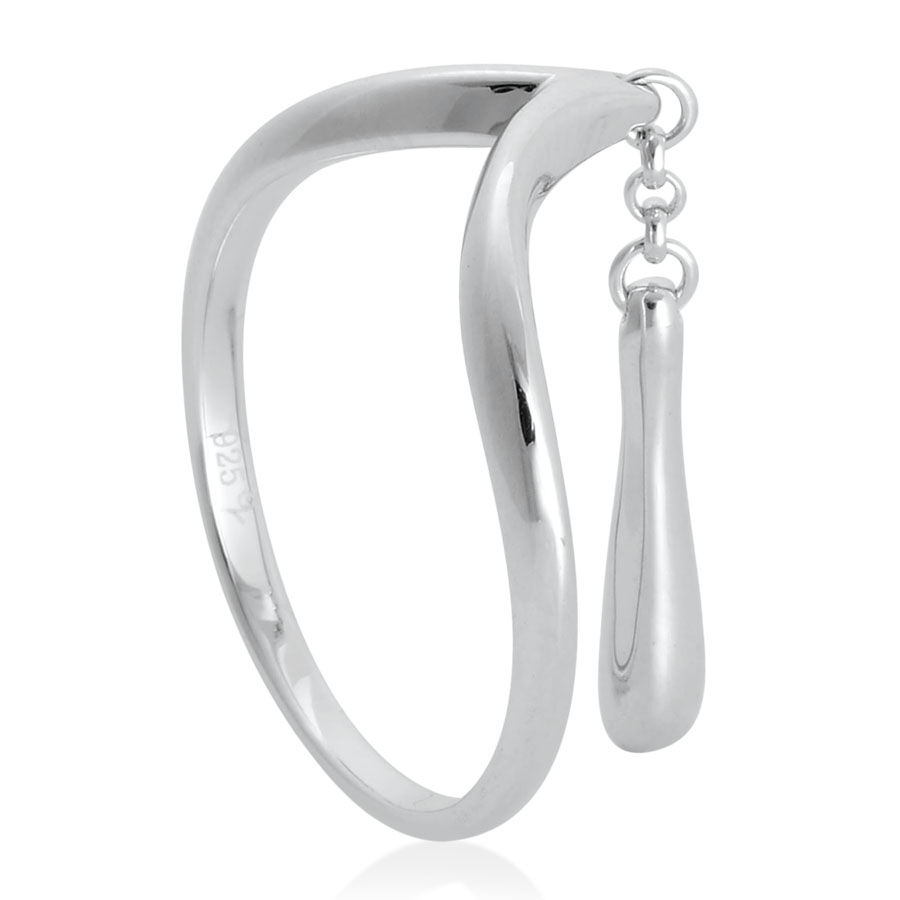 LucyQ Single Drip Ring in Rhodium Plated Sterling Silver