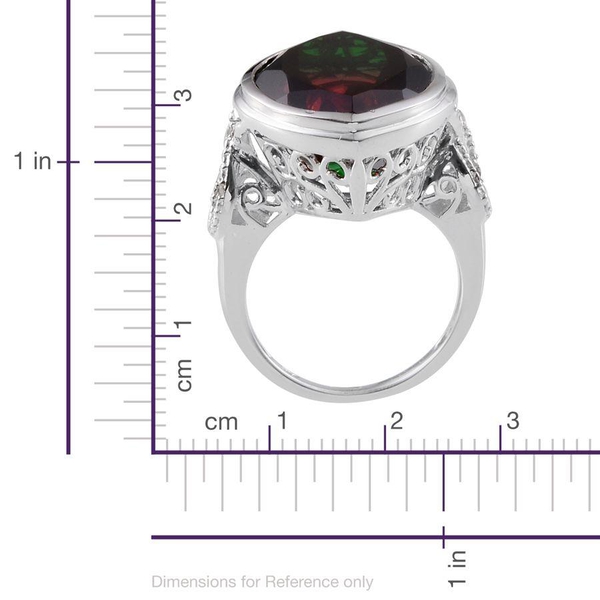 Tourmaline Colour Quartz (Mrq 15.00 Ct), Diamond Ring in Platinum Overlay Sterling Silver 15.030 Ct.