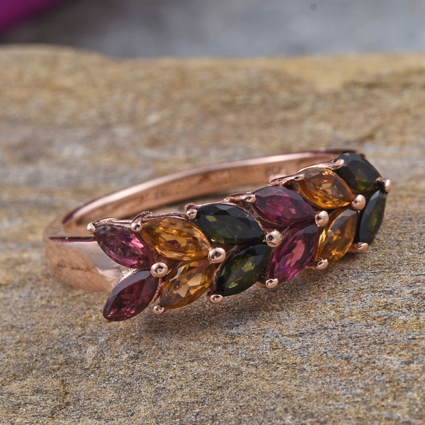 Rainbow Tourmaline (Mrq) Ring in Rose Gold Overlay Sterling Silver 1.500 Ct.