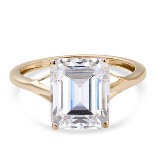 Lustro Stella 9K Yellow Gold Solitaire Ring Made with Finest CZ 6.38 Ct,1.60 Gm.