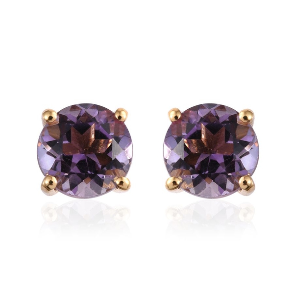 Amethyst (Rnd) Stud Earrings (with Push Back) in 14K Gold Overlay Sterling Silver 2.750 Ct.