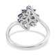 Natural Blue Sapphire Floral Ring in Platinum Overlay Sterling Silver 1.04 Ct.