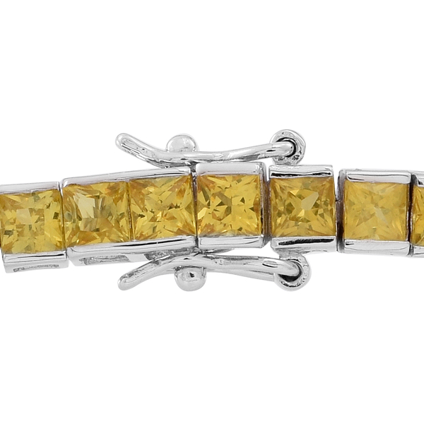 9K White Gold AA Yellow Sapphire (Sqr) Tennis Bracelet (Size 7.5) 12.000 Ct.
