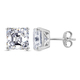 Moissanite (Asscher Cut) Stud Earrings (With Push Back) in Rhodium Overlay Sterling Silver 5.00 Ct.