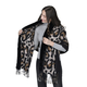 Leopard Pattern Faux Fur Shawl with Fringe (Size 175x65cm) - Black