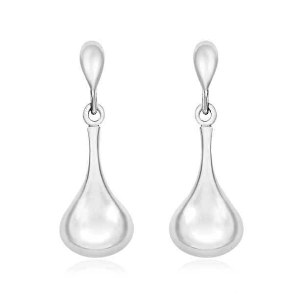 JCK Vegas Collection Platinum Overlay Sterling Silver Bell Drop Earrings (with Push Back) Silver wt.