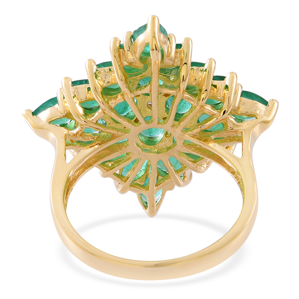 Limited Edition- 9K Yellow Gold AAA Kagem Zambian Emerald (Ovl), Diamond Ring 6.000 Ct. Gold Wt 7.00 Grams