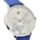 STRADA Japanese Movement Butterfly Pattern Dial White Austrian Crystal Studded Water Resistant Watch with Blue Colour Strap