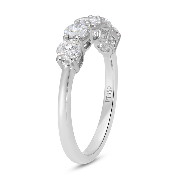 RHAPSODY 950 Platinum IGI Certified Diamond (VS/E-F) 5 Stone Ring 1.00 Ct
