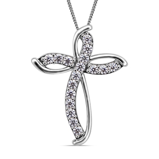 Moissanite Jesus Cross Holy Pendant with Chain ( Size 18)  in Sterling Silver 1.02 Ct.