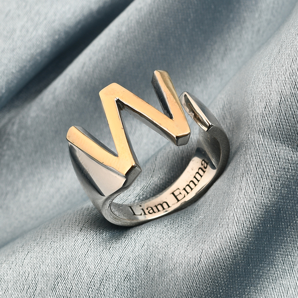 Personalised Engravable Initial W Ring