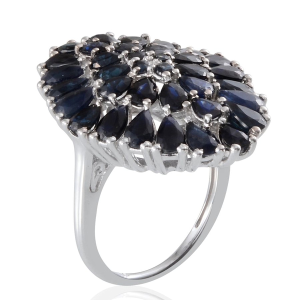 Kanchanaburi Blue Sapphire (Pear) Cluster Ring in Platinum Overlay Sterling Silver 6.400 Ct.