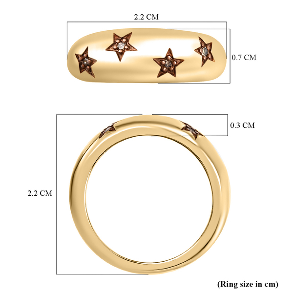 Champagne Diamond Star Dome Ring in Vermeil Yellow Gold Overlay Sterling Silver