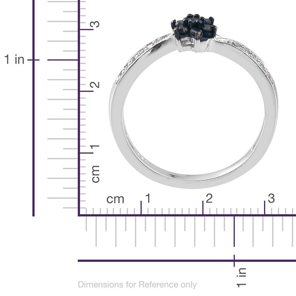 Blue Diamond (Rnd), White Diamond 7 Stone Ring in Sterling Silver 0.200 Ct.