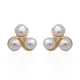 Freshwater Pearl and Simulated Diamond Stud Earrings (with Push Back) in Yellow Gold Overlay Sterlin