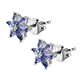 Tanzanite Floral Stud Earrings (With Push Back) in Platinum Overlay Sterling Silver 1.00 Ct.
