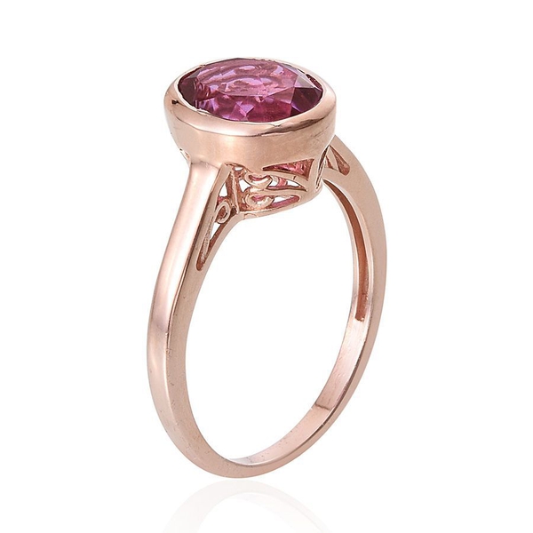 Kunzite Colour Quartz (Ovl) Solitaire Ring in Rose Gold Overlay Sterling Silver 4.000 Ct.