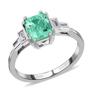 RHAPSODY 950 Platinum AAAA Colombian Emerald with AGI Certified Diamond VS/E-F Ring 1.30 ct,  Platin