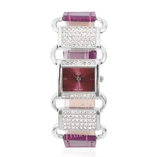 STRADA Japanese Movement Purple Dial Crystal Studded Water Resistant Watch with Purple Colour Strap