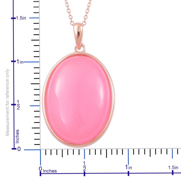 Pink Jade (Ovl) Pendant With Chain in Rose Gold Overlay Sterling Silver 28.250 Ct.