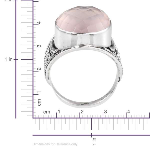 Checkerboard Cut Rose Quartz (Ovl) Ring in Sterling Silver 18.120 Ct.