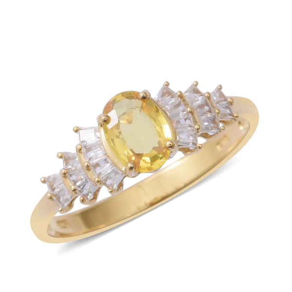 1.50 Ct Chanthaburi Yellow Sapphire and Zircon Ballerina Ring in Sterling Silver