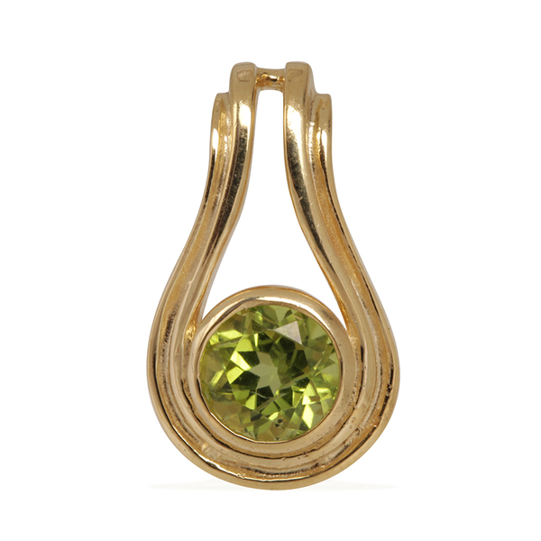 Hebei Peridot (Rnd) Solitaire Pendant in 14K Gold Overlay Sterling Silver 1.750 Ct.