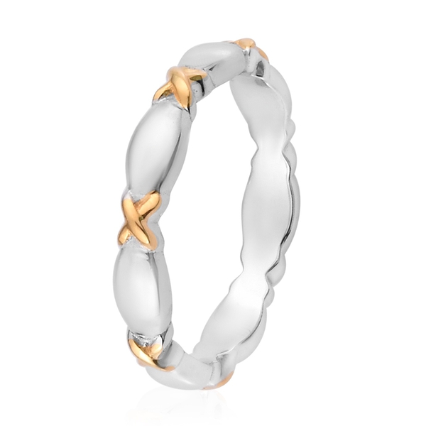 Platinum and Yellow Gold Overlay Sterling Silver Band Ring