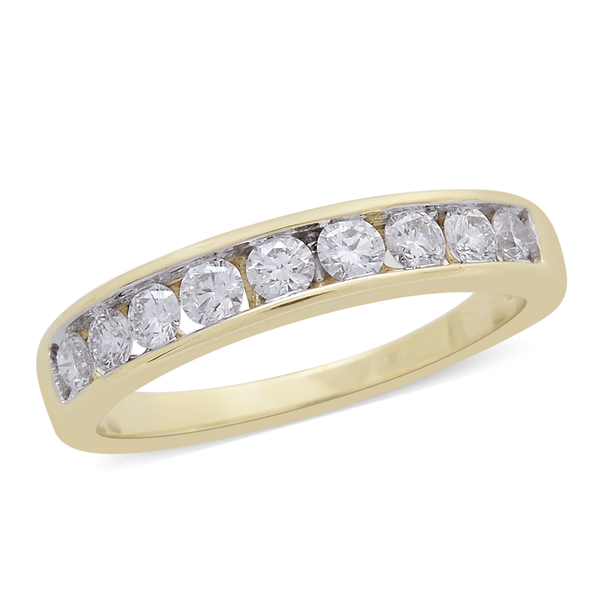 ILIANA 0.50 Carat Diamond IGI Certified (SI/G-H) Half Eternity Ring in 18K Gold