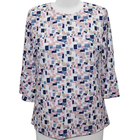 Auburn 3/4 Flute Sleeve Waffle Printed Top (Size S) - Ivory - CB 25in