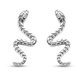 Platinum Overlay Sterling Silver Snake Stud Earrings (with Push Back)