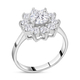 Moissanite Floral Ring in Rhodium Overlay Sterling Silver 1.50 Ct.