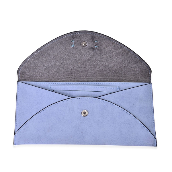 Set of 2 - TJC Envelope Design Light Blue Colour and Croc Embossed Grey Colour Wallet (Size 20.5x10 Cm and 20x10 Cm)