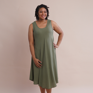JOVIE 100% Viscose Solid Sleeveless Dress (Size 60x112Cm) - Green
