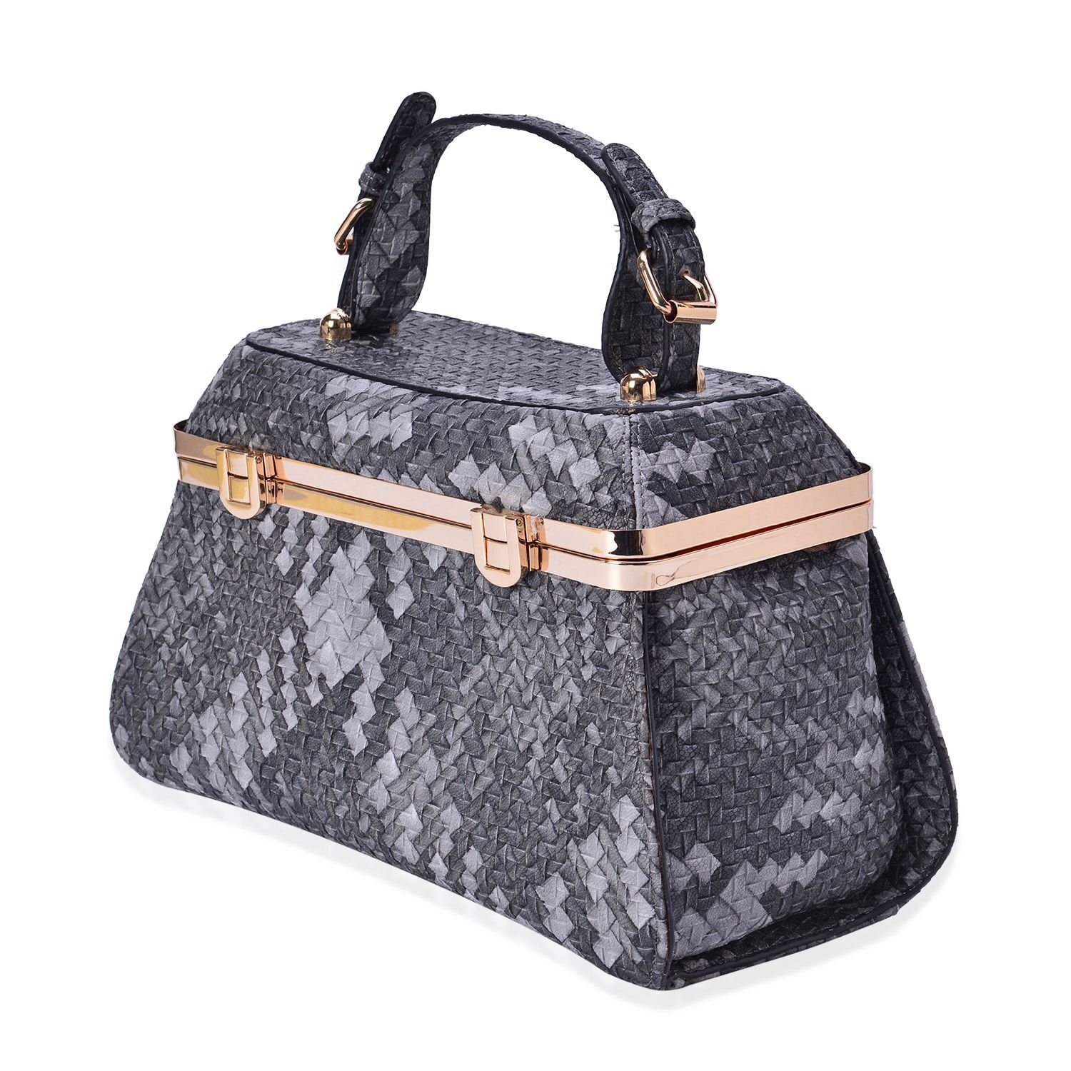 Sisley Weave Pattern Grey Colour Box Bag (Size 30x20x10 Cm)