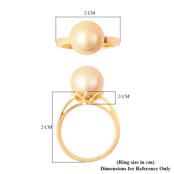 Golden South Sea Momento Talking Pearl Ring in Yellow Gold Overlay Sterling Silver